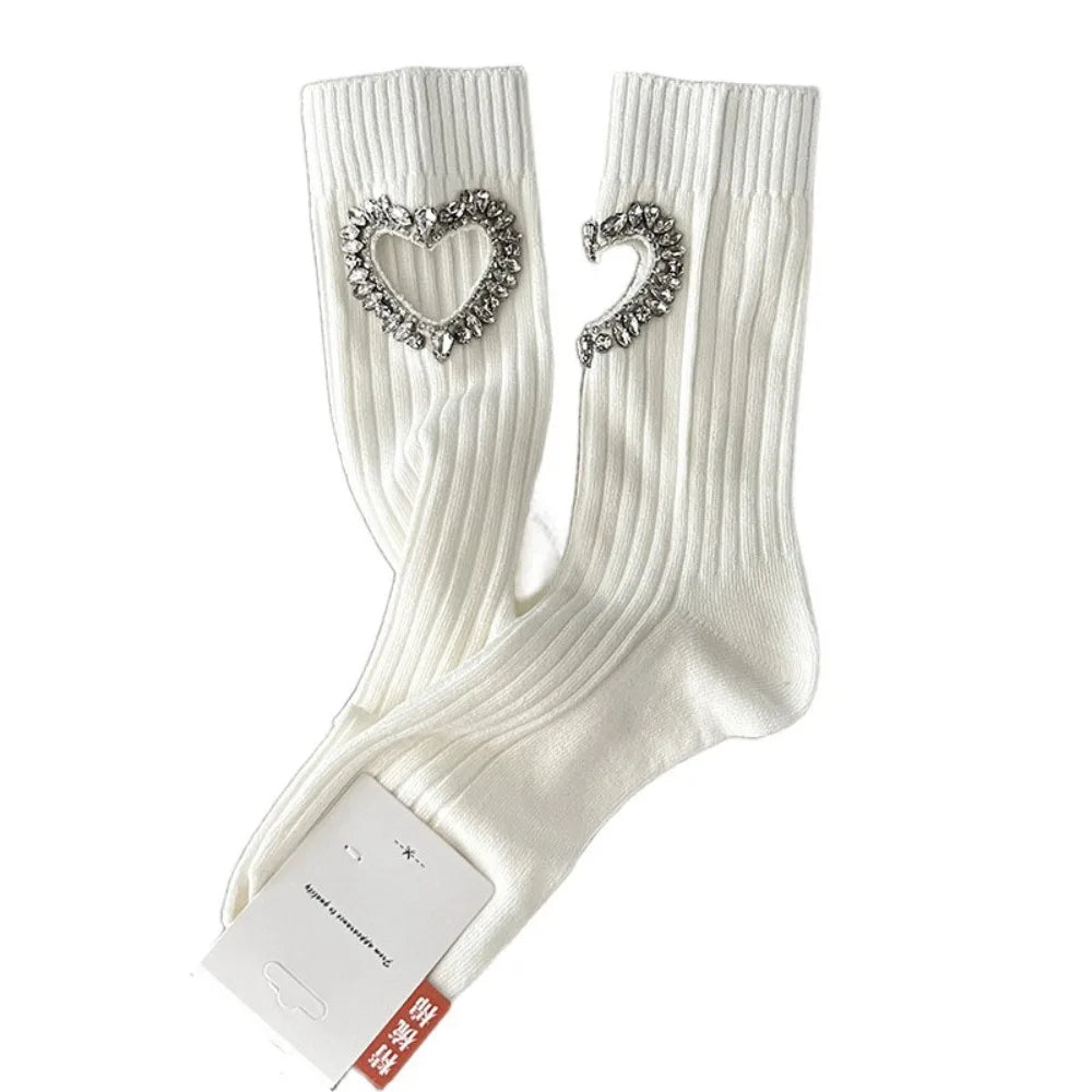 Crystal Rhinestone Heart Socks