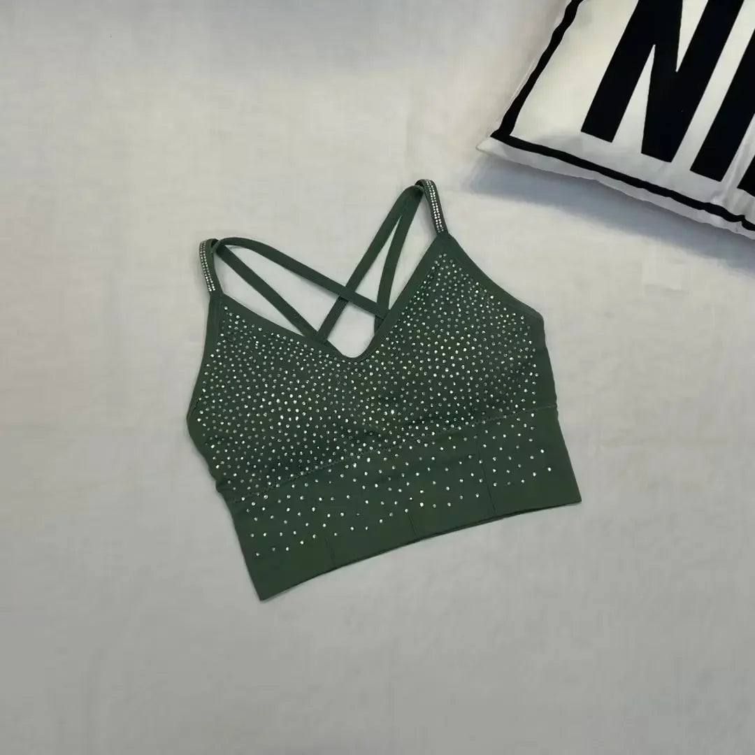 Yoga Exercise Women's Tank Top rhinestones camis