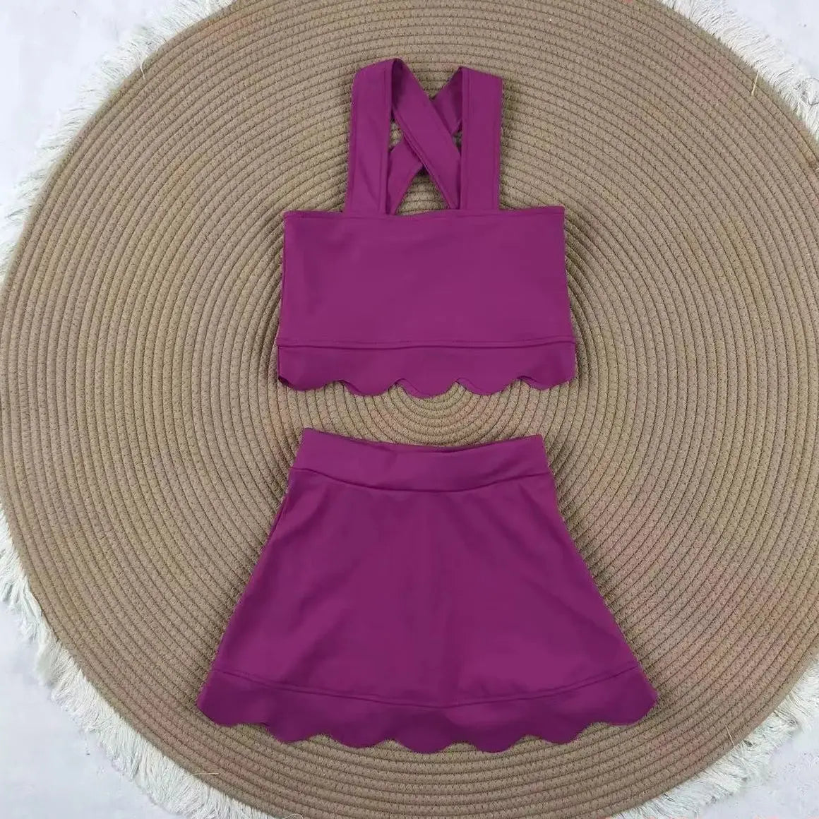 Activewear Clothing Girls Yoga Set 2-8 Years Back Shorts Skirt Nylon Spandex Cute Sport Outfit Breathable Activewear for Toddler