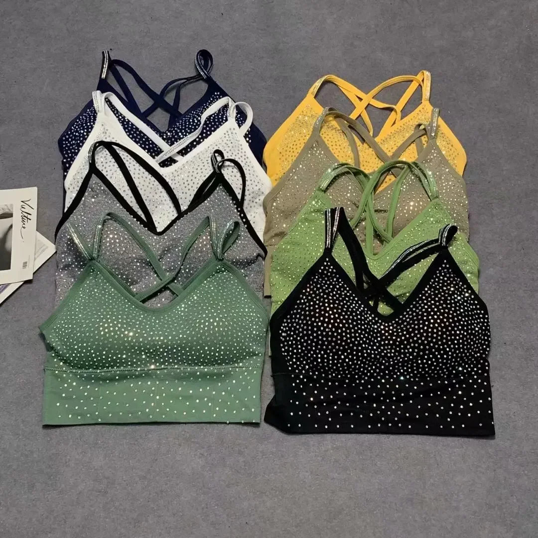 Yoga Exercise Women's Tank Top rhinestones camis