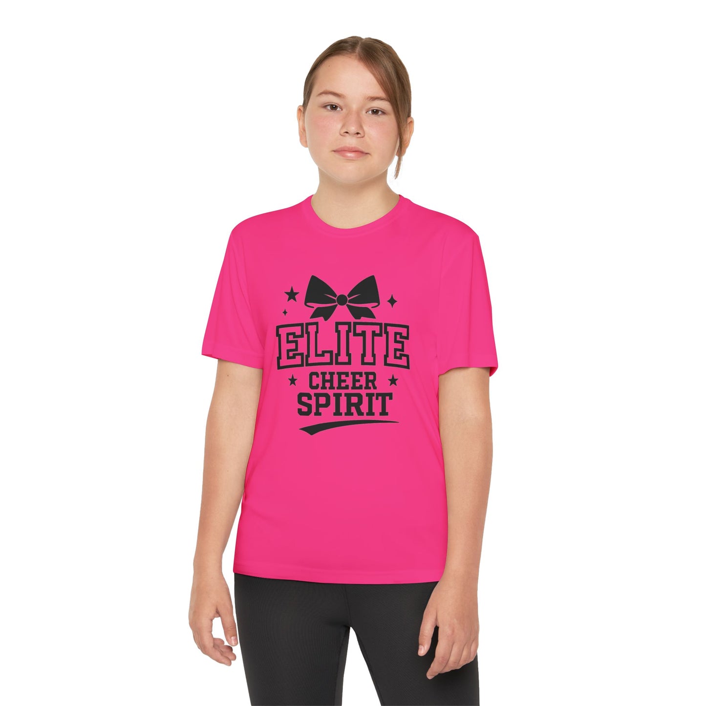 Elite Cheer Spirit Youth Tee, Cheerleading Shirt, Competition T-Shirt, Youth Sports Wear, Team Apparel, Gift for Cheerleaders