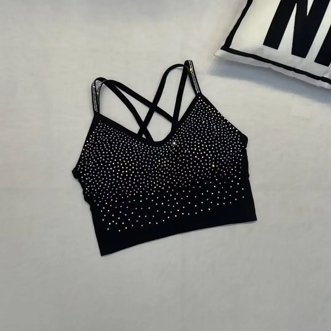 Yoga Exercise Women's Tank Top rhinestones camis