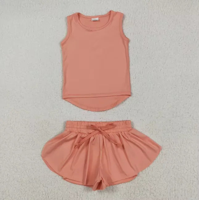 Activewear Clothing Girls Yoga Set 2-8 Years Back Shorts Skirt Nylon Spandex Cute Sport Outfit Breathable Activewear for Toddler