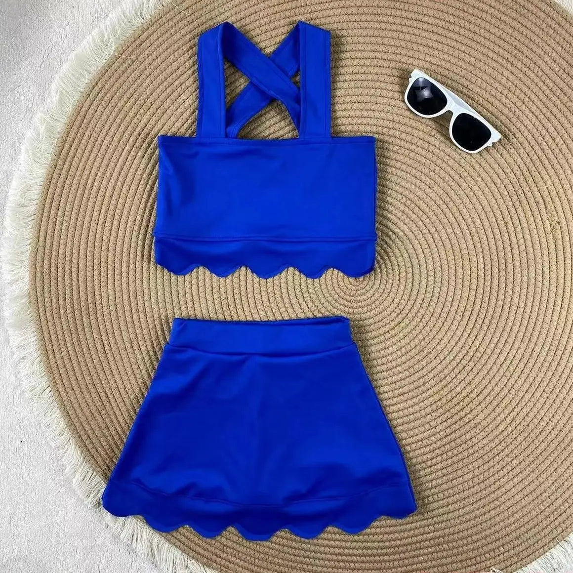 Activewear Clothing Girls Yoga Set 2-8 Years Back Shorts Skirt Nylon Spandex Cute Sport Outfit Breathable Activewear for Toddler