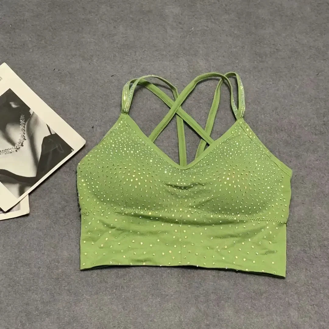 Yoga Exercise Women's Tank Top rhinestones camis