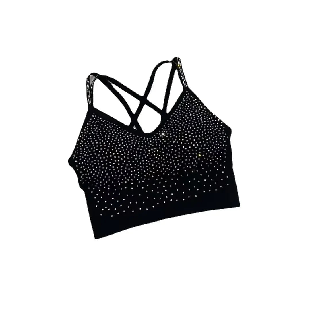 Yoga Exercise Women's Tank Top rhinestones camis
