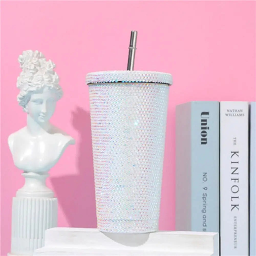 Rhinestone Tumbler- Insulated Shining Glitter Coffee Cup-Reusable Stainless Steel Water Bottle