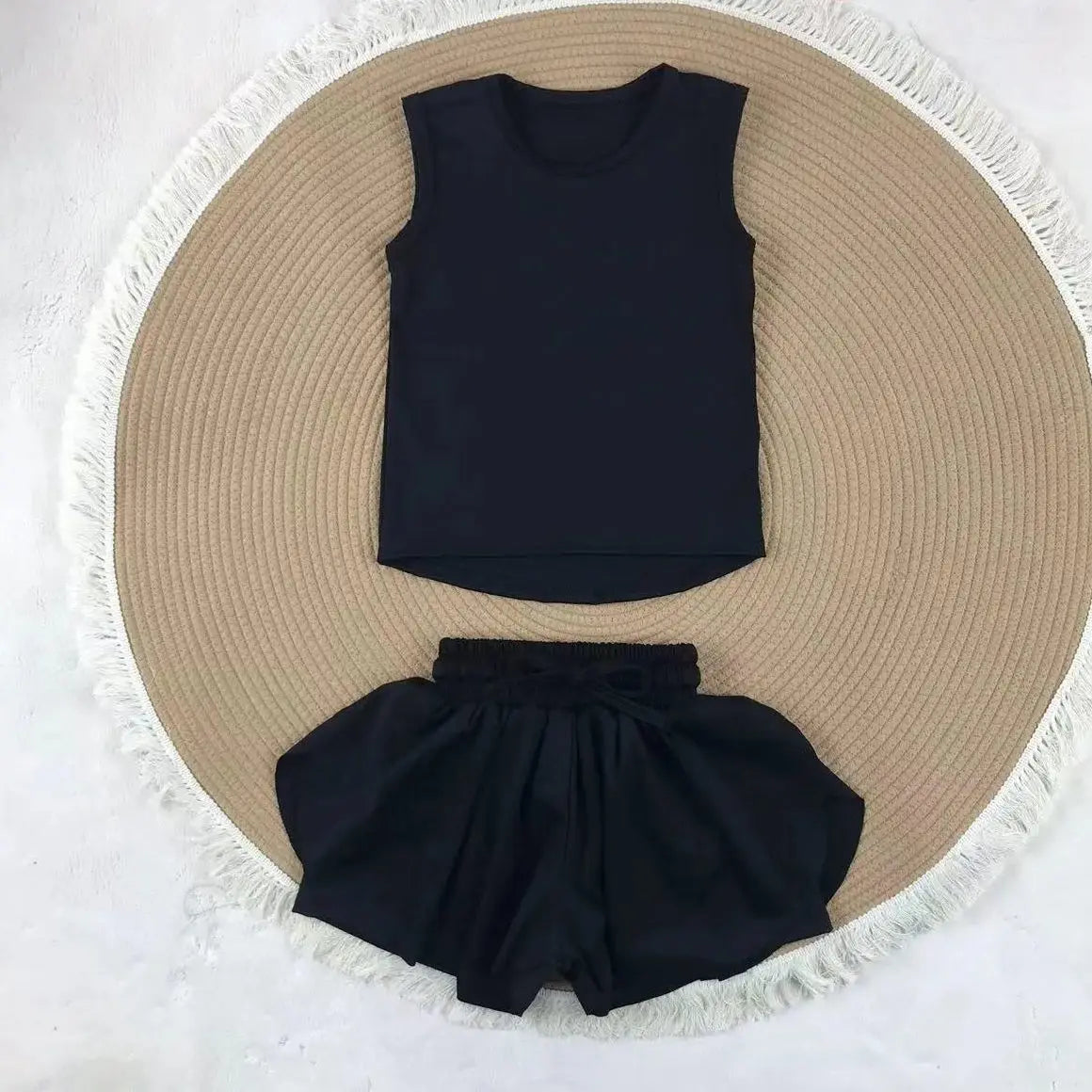 Activewear Clothing Girls Yoga Set 2-8 Years Back Shorts Skirt Nylon Spandex Cute Sport Outfit Breathable Activewear for Toddler