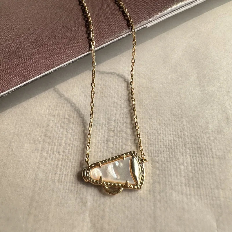 Cheer Short Pendant Necklace in White Mother-of-Pearl,Fashion Jewelry, Unique Gifts