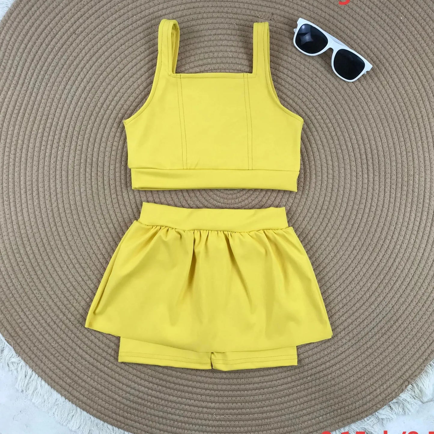 Activewear Clothing Girls Yoga Set 2-8 Years Back Shorts Skirt Nylon Spandex Cute Sport Outfit Breathable Activewear for Toddler
