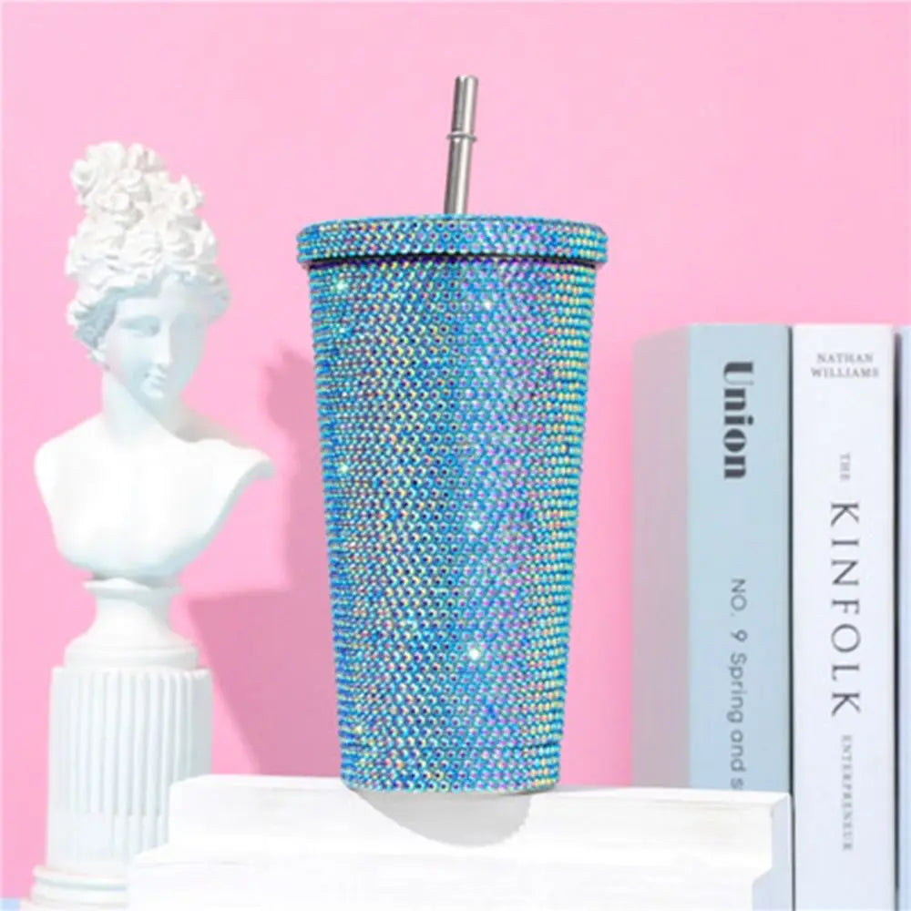 Rhinestone Tumbler- Insulated Shining Glitter Coffee Cup-Reusable Stainless Steel Water Bottle