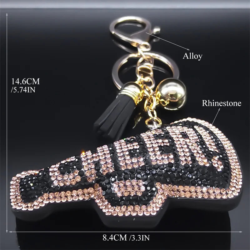 Cheer Megaphone Crystal Key Chain