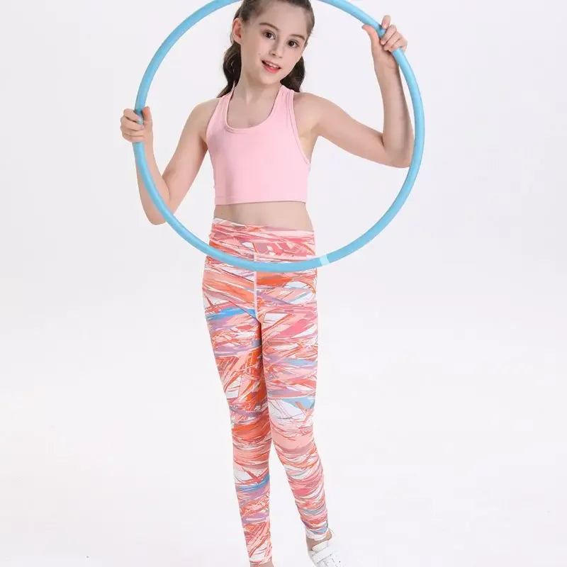 Girls Workout Tank Double-Layer Sports Bra Top Moisture-Wicking Gym & Dance Wear Quick-Dry Yoga Vest for Tweens (Age 8-14)