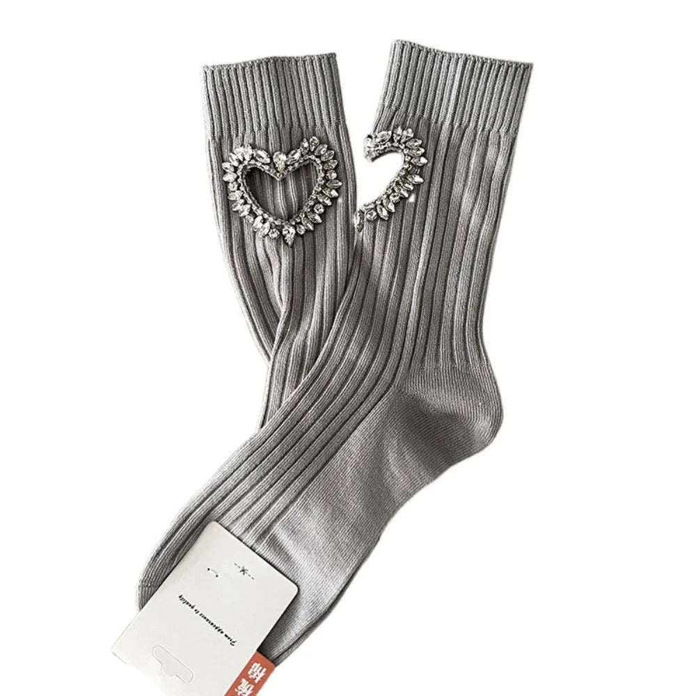 Crystal Rhinestone Heart Socks