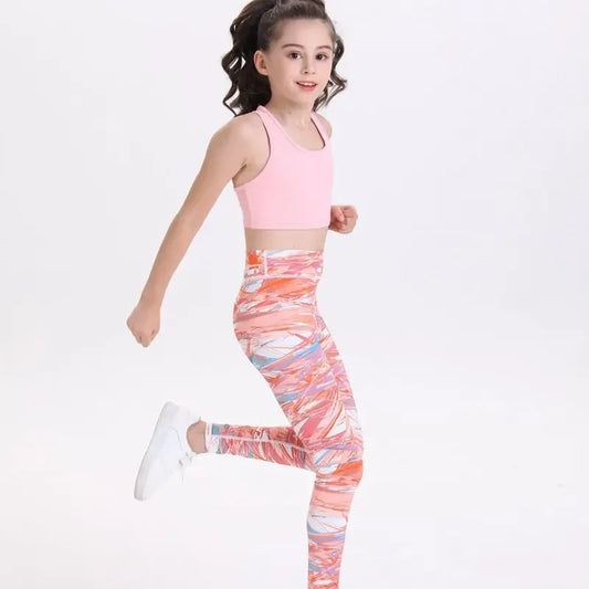 Girls Workout Tank Double-Layer Sports Bra Top Moisture-Wicking Gym & Dance Wear Quick-Dry Yoga Vest for Tweens (Age 8-14)