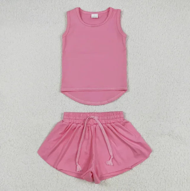 Wholesale RTS Yoga Material Two Piece Shorts Sets Girls Activewear Clothing Fitness Sports Wear Toddler Gym Outfits