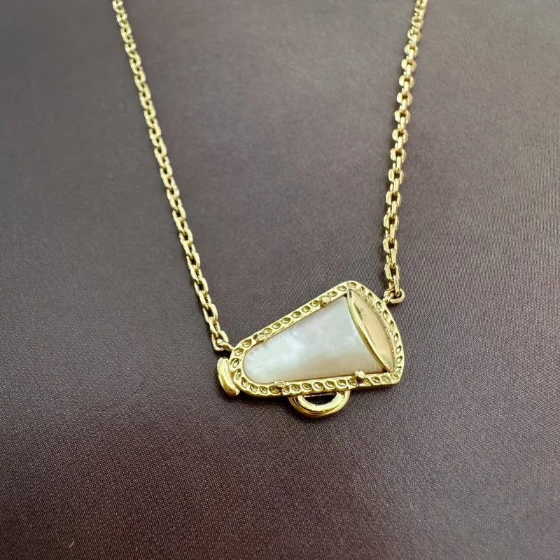 Cheer Short Pendant Necklace in White Mother-of-Pearl,Fashion Jewelry, Unique Gifts