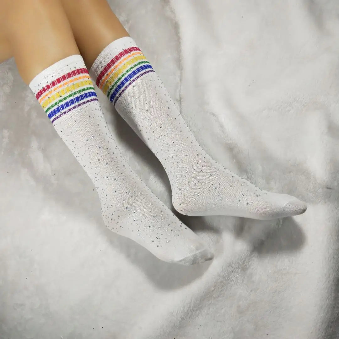 Stripe Rhinestone Socks