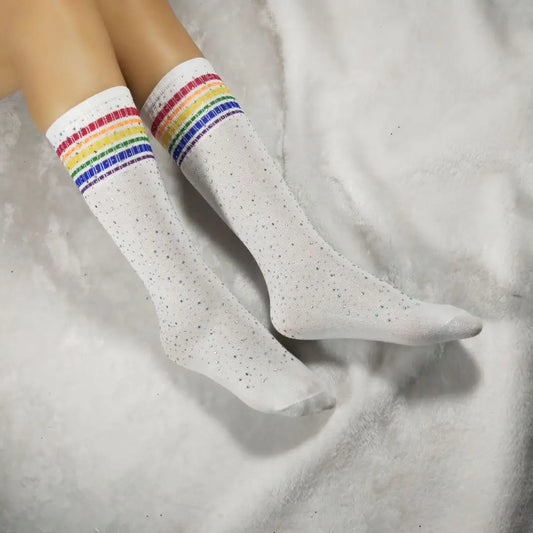 Stripe Rhinestone Socks