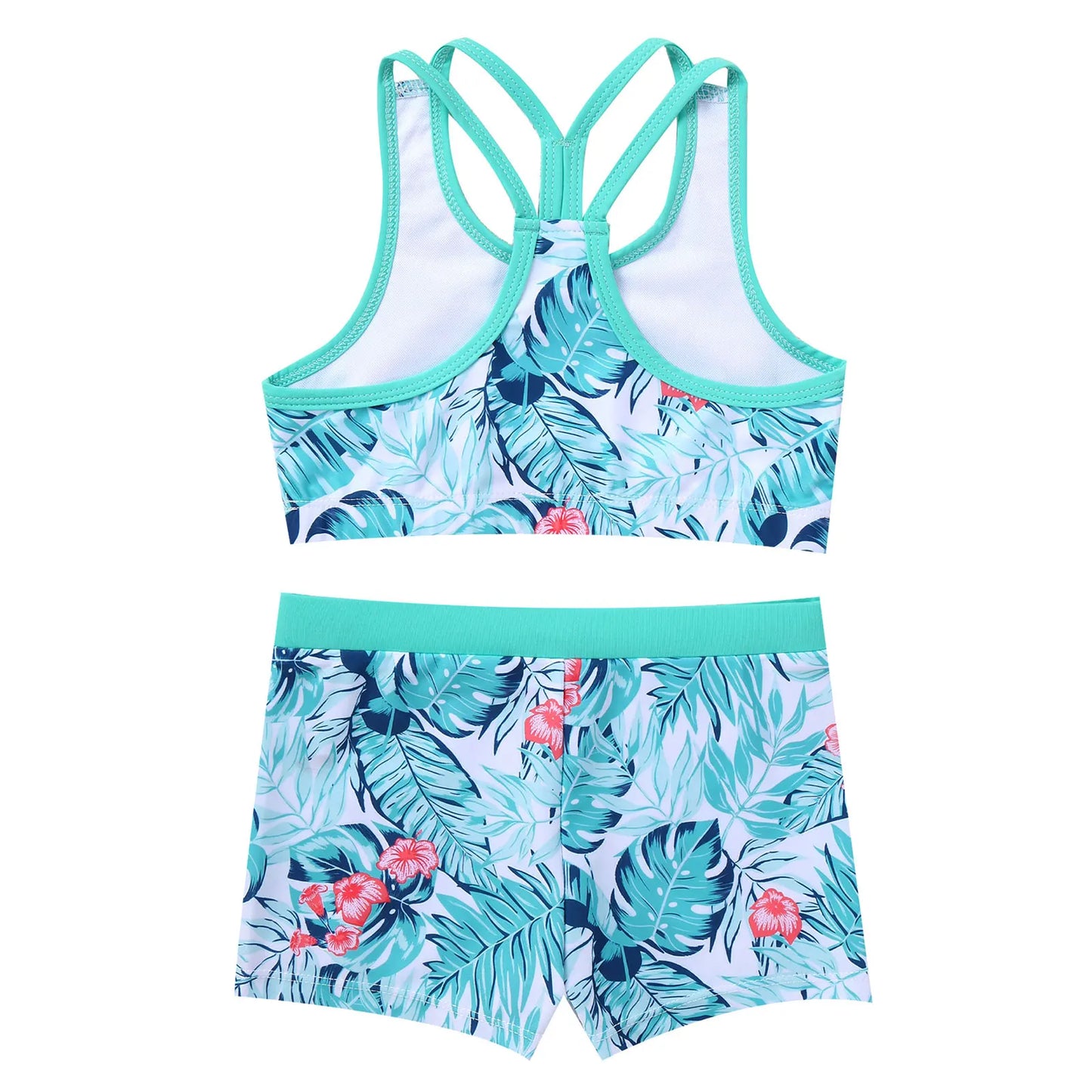 Yoga Sets Sport Clothes Kids Tracksuit Girls Two Pieces Printed Sportswear Tank Top + Shorts Kids Ballet Gym Outfits Sweatsuits