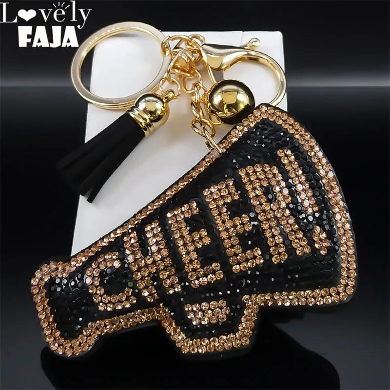 Cheer Megaphone Crystal Key Chain