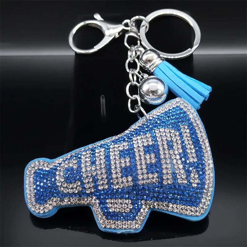 Cheer Megaphone Crystal Key Chain