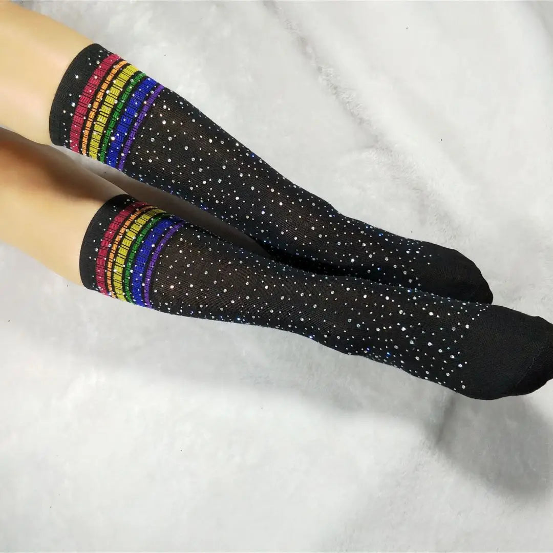 Stripe Rhinestone Socks