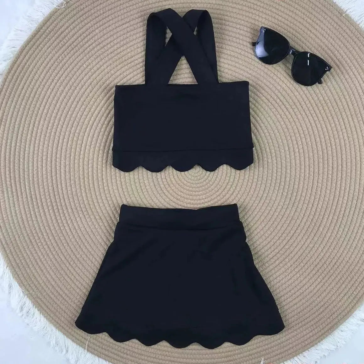 Activewear Clothing Girls Yoga Set 2-8 Years Back Shorts Skirt Nylon Spandex Cute Sport Outfit Breathable Activewear for Toddler