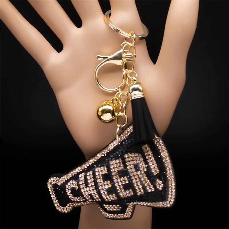Cheer Megaphone Crystal Key Chain