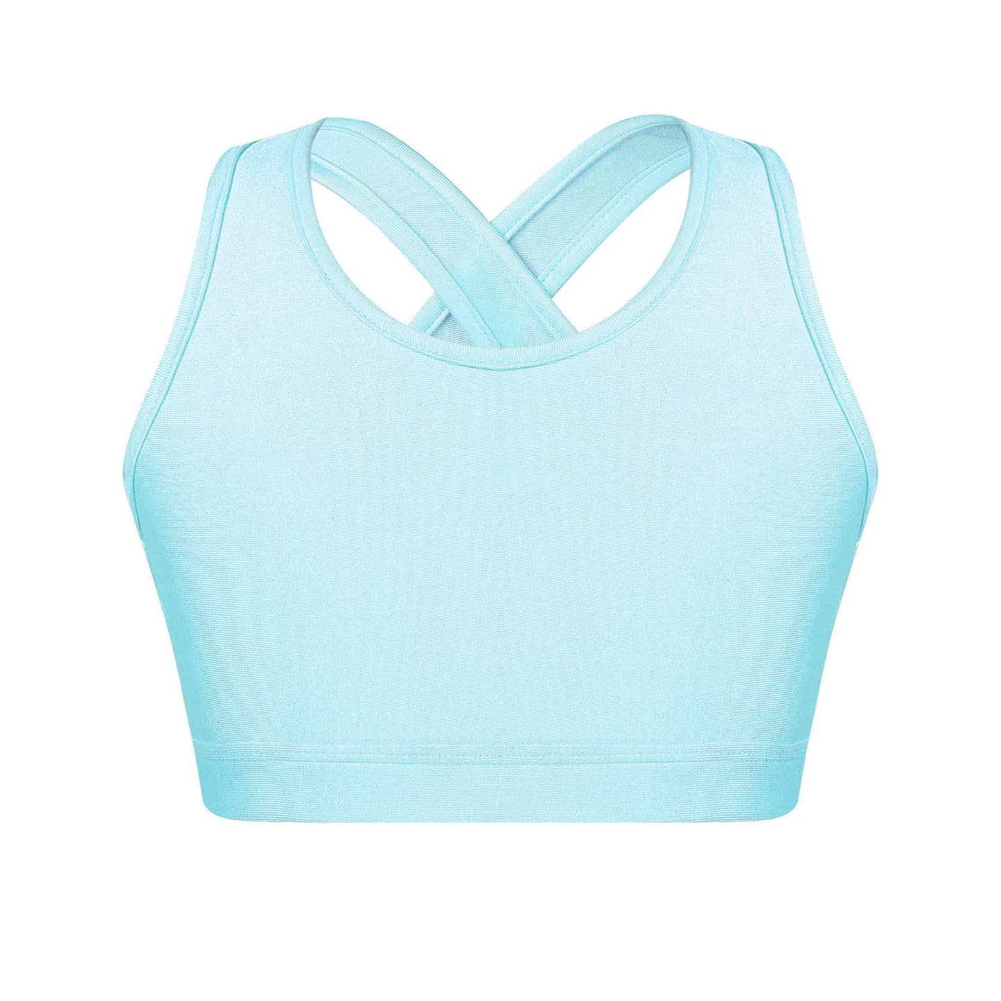 Kids Girls Dance Top Sport Cropped Top Vests Shoulder Straps Sleeveless Keyhole Back Shockproof Running Gym Yoga Sports Bra Top