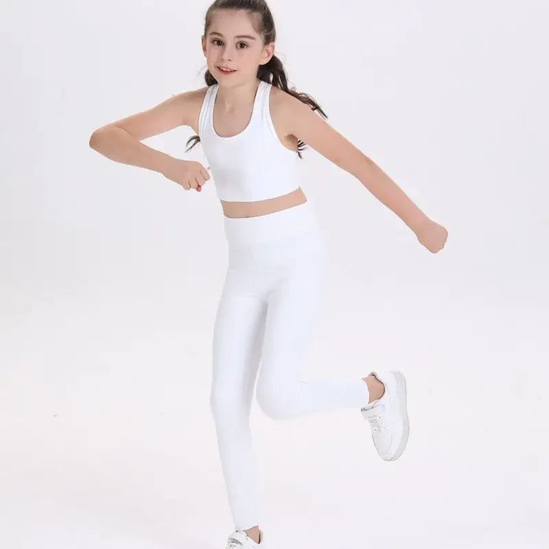 Girls Workout Tank Double-Layer Sports Bra Top Moisture-Wicking Gym & Dance Wear Quick-Dry Yoga Vest for Tweens (Age 8-14)