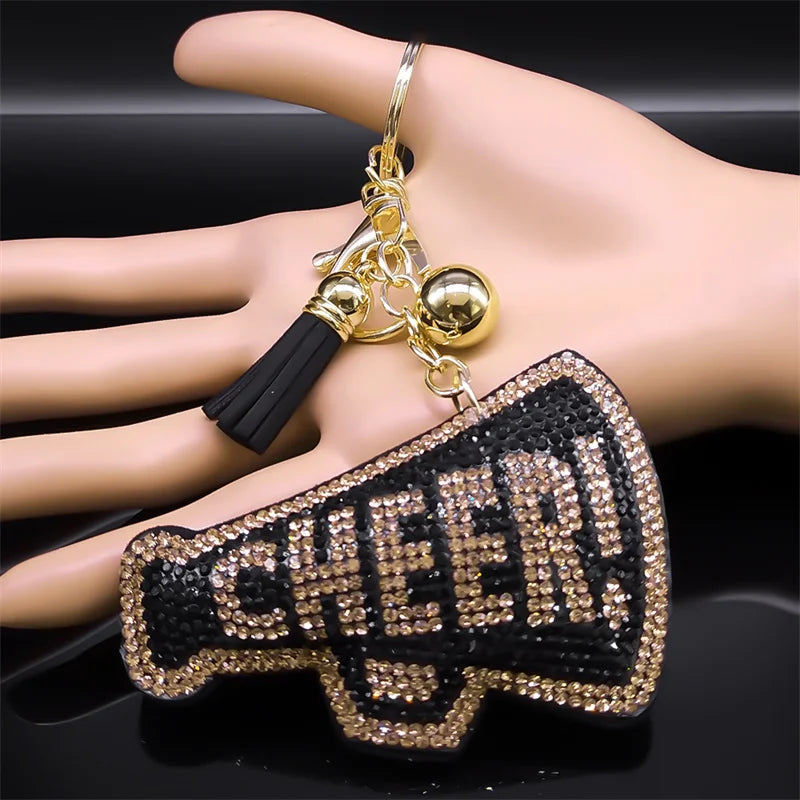 Cheer Megaphone Crystal Key Chain