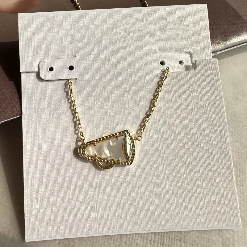 Cheer Short Pendant Necklace in White Mother-of-Pearl,Fashion Jewelry, Unique Gifts