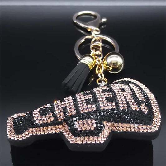 Cheer Megaphone Crystal Key Chain