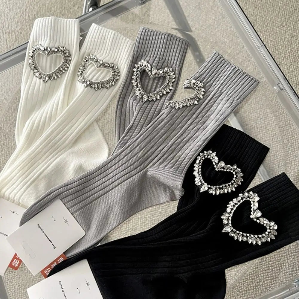 Crystal Rhinestone Heart Socks