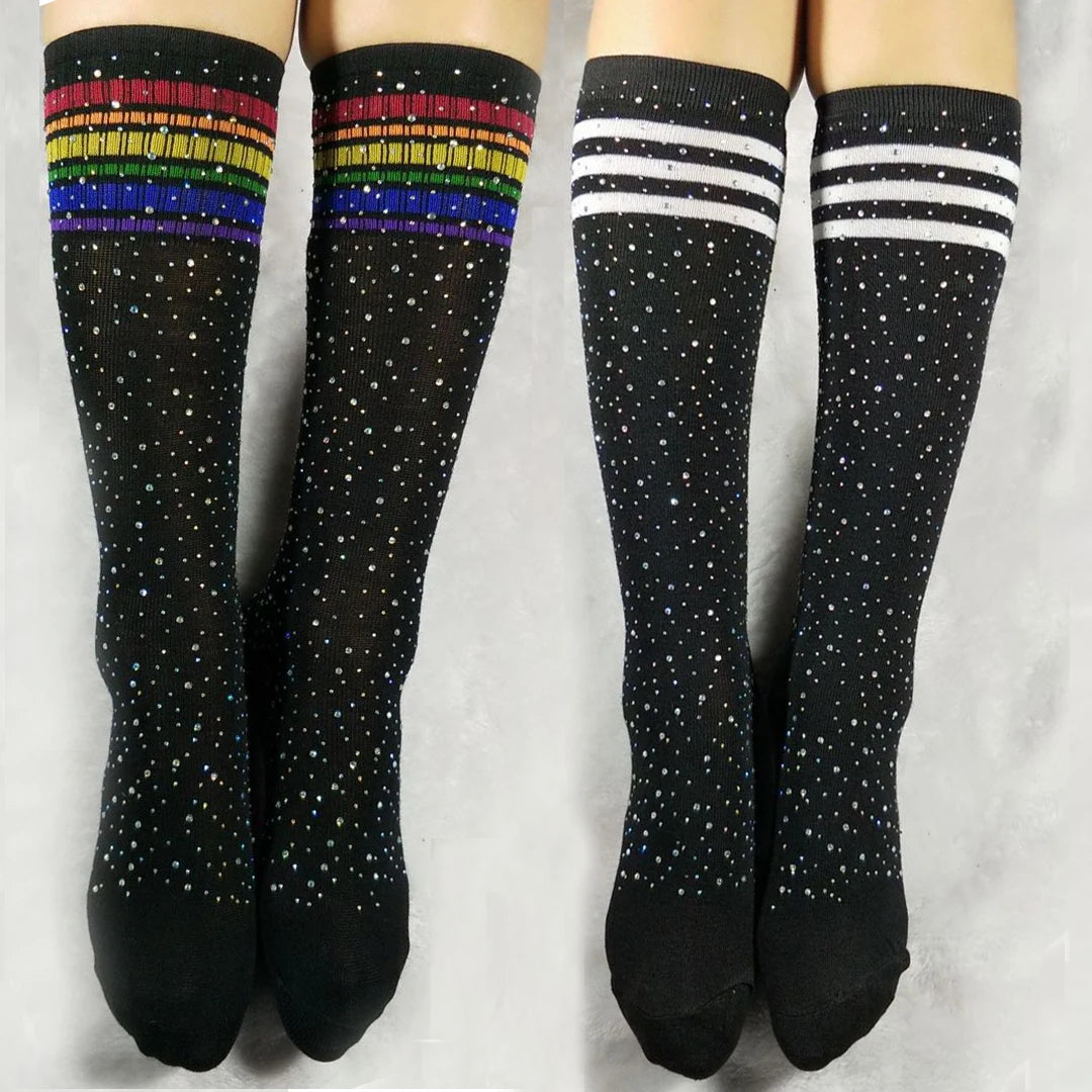 Stripe Rhinestone Socks