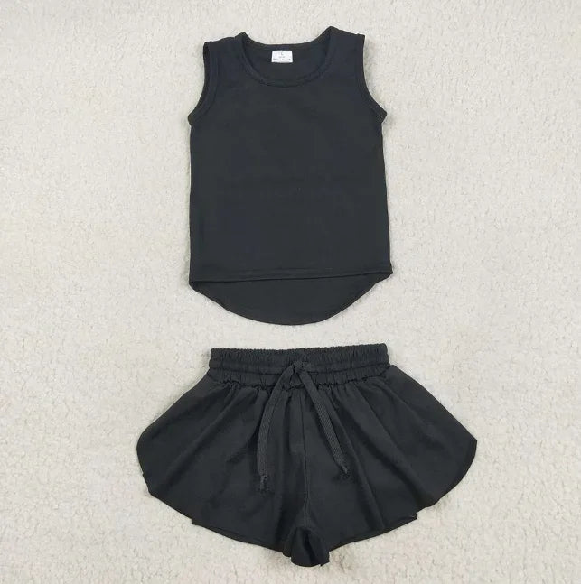 Activewear Clothing Girls Yoga Set 2-8 Years Back Shorts Skirt Nylon Spandex Cute Sport Outfit Breathable Activewear for Toddler