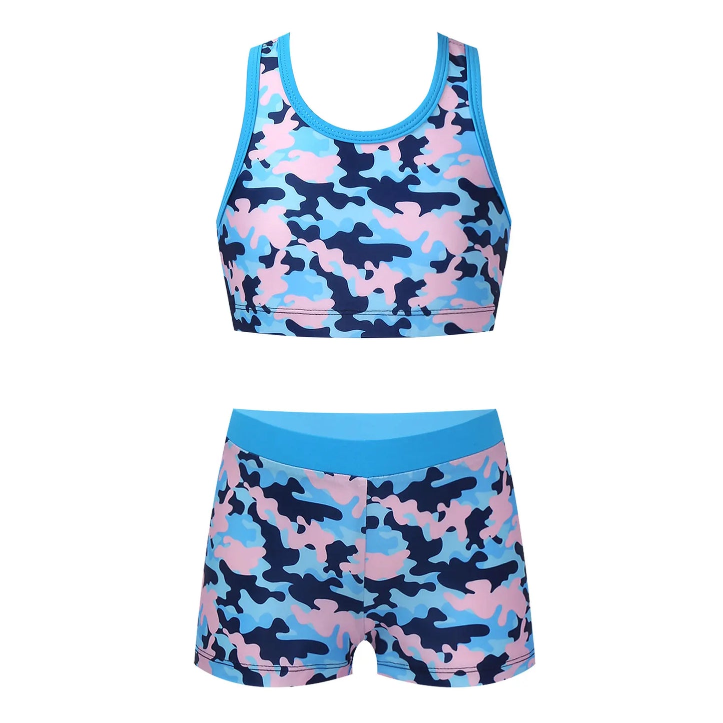 Yoga Sets Sport Clothes Kids Tracksuit Girls Two Pieces Printed Sportswear Tank Top + Shorts Kids Ballet Gym Outfits Sweatsuits