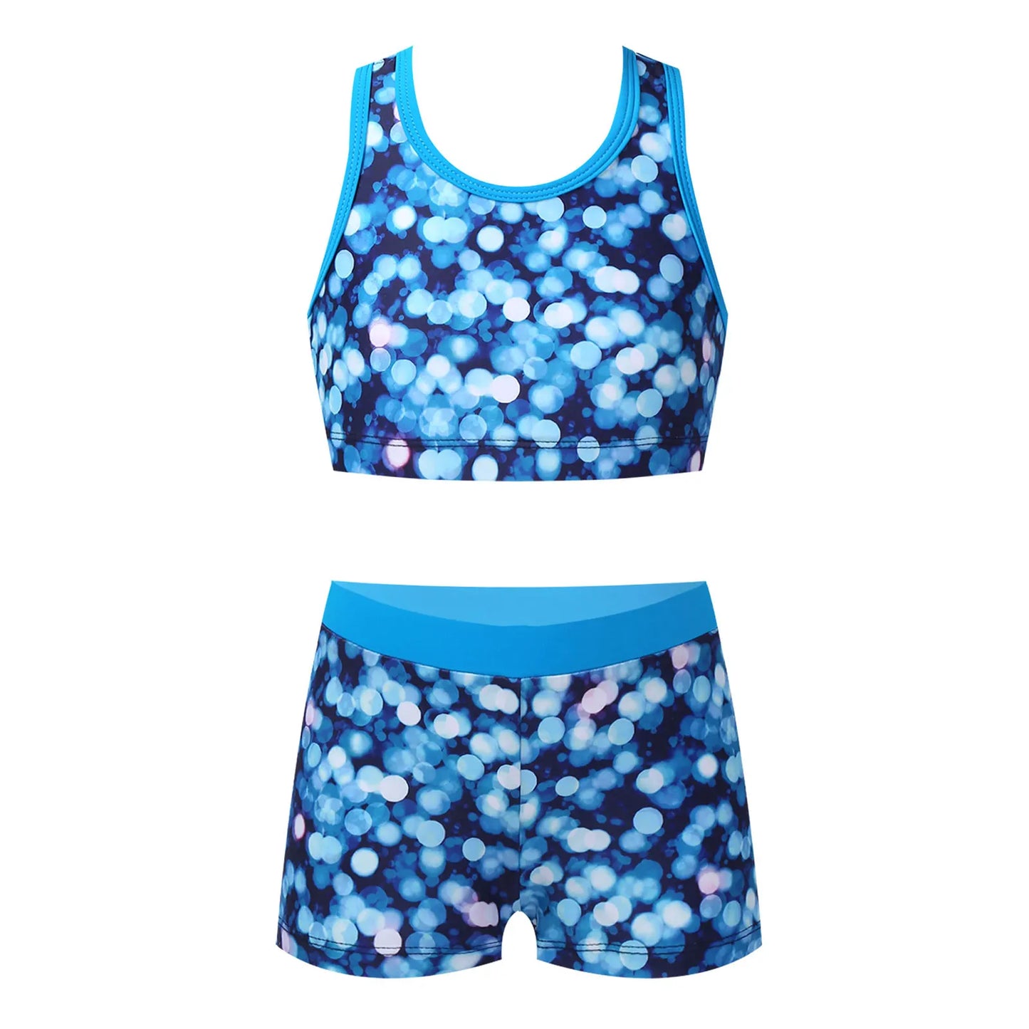 Yoga Sets Sport Clothes Kids Tracksuit Girls Two Pieces Printed Sportswear Tank Top + Shorts Kids Ballet Gym Outfits Sweatsuits