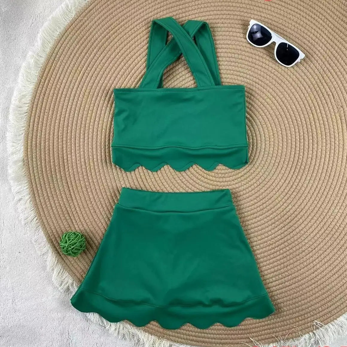 Activewear Clothing Girls Yoga Set 2-8 Years Back Shorts Skirt Nylon Spandex Cute Sport Outfit Breathable Activewear for Toddler