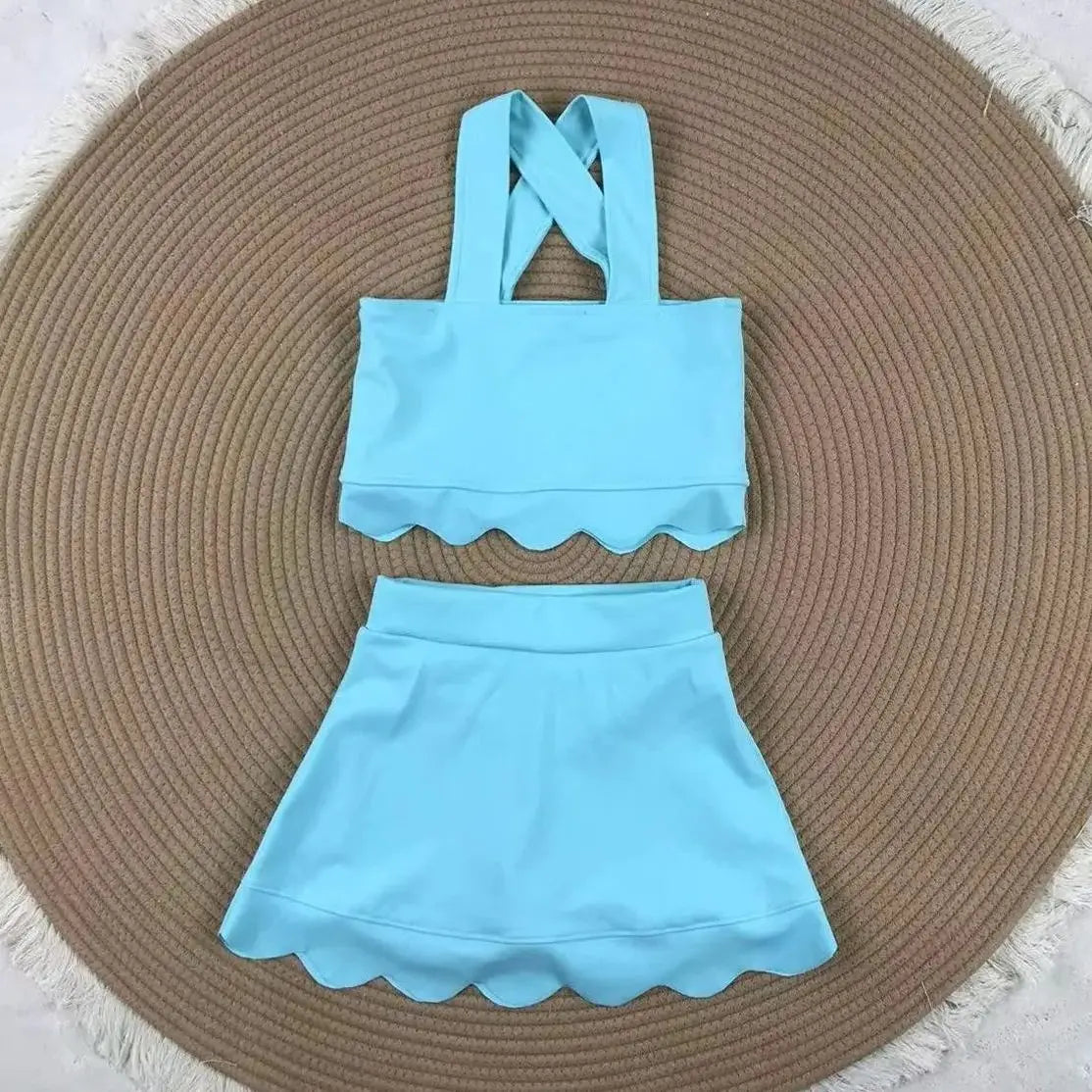 Activewear Clothing Girls Yoga Set 2-8 Years Back Shorts Skirt Nylon Spandex Cute Sport Outfit Breathable Activewear for Toddler
