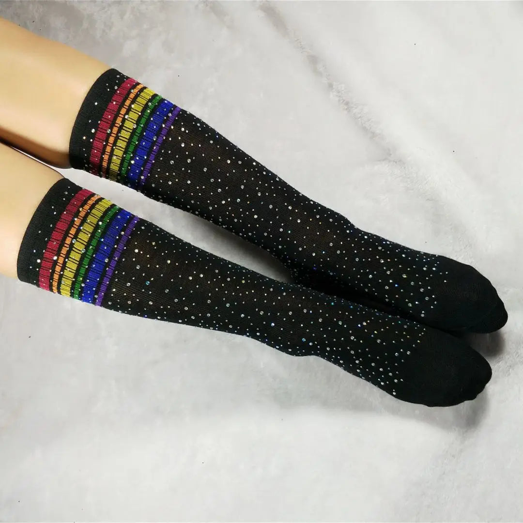 Stripe Rhinestone Socks