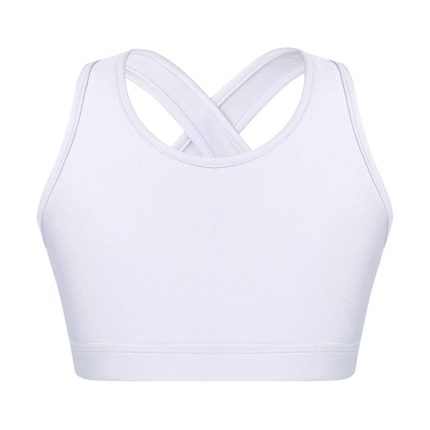 Kids Girls Dance Top Sport Cropped Top Vests Shoulder Straps Sleeveless Keyhole Back Shockproof Running Gym Yoga Sports Bra Top