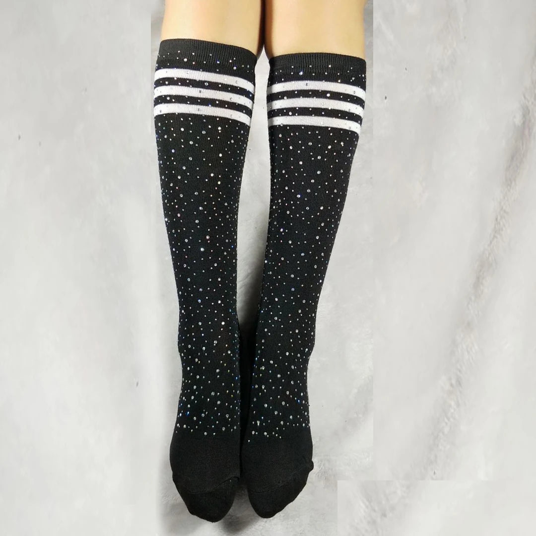 Stripe Rhinestone Socks