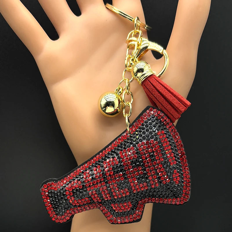 Cheer Megaphone Crystal Key Chain