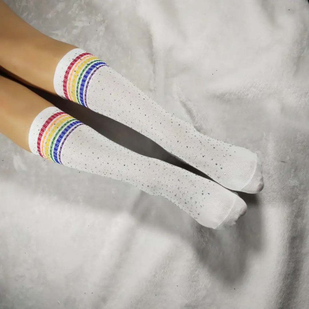Stripe Rhinestone Socks