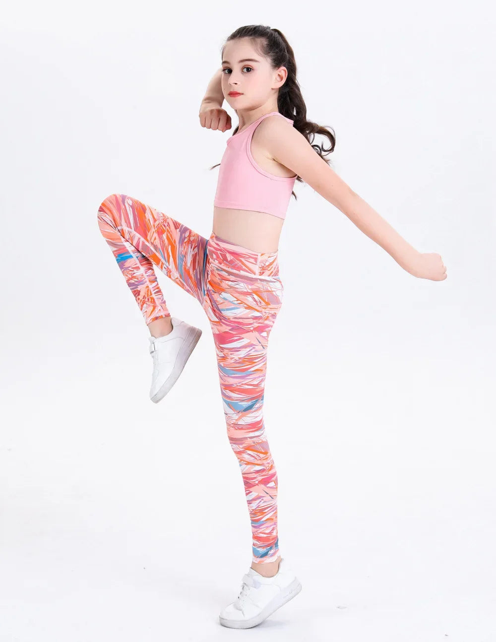 Girls Workout Tank Double-Layer Sports Bra Top Moisture-Wicking Gym & Dance Wear Quick-Dry Yoga Vest for Tweens (Age 8-14)