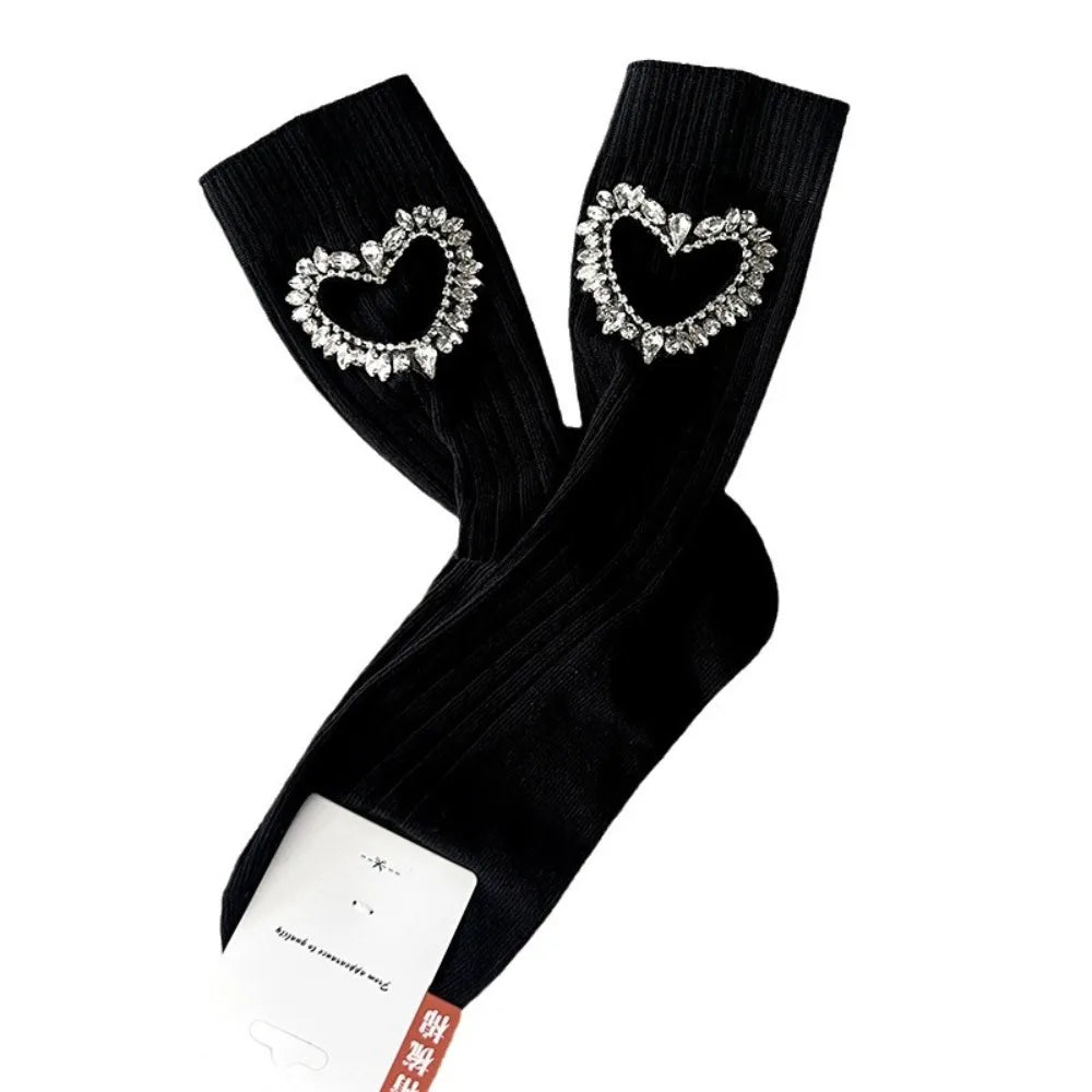 Crystal Rhinestone Heart Socks