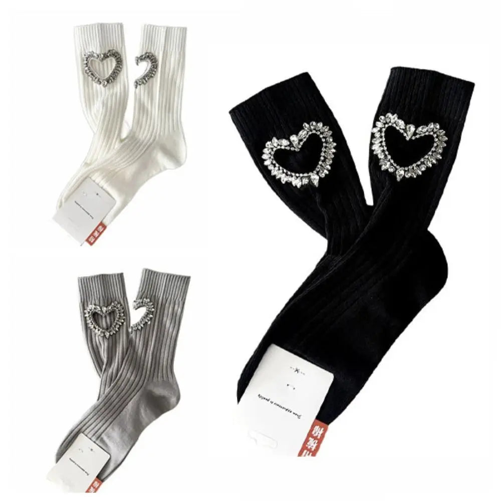 Crystal Rhinestone Heart Socks