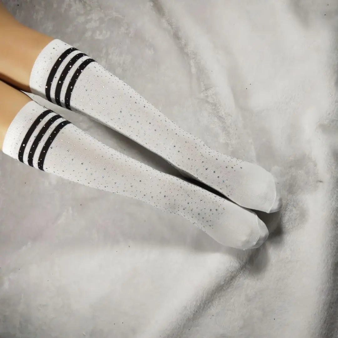 Stripe Rhinestone Socks